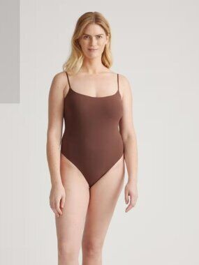 Quince Second Skin Scoop Neck Cami Bodysuit XL Cocoa NWT